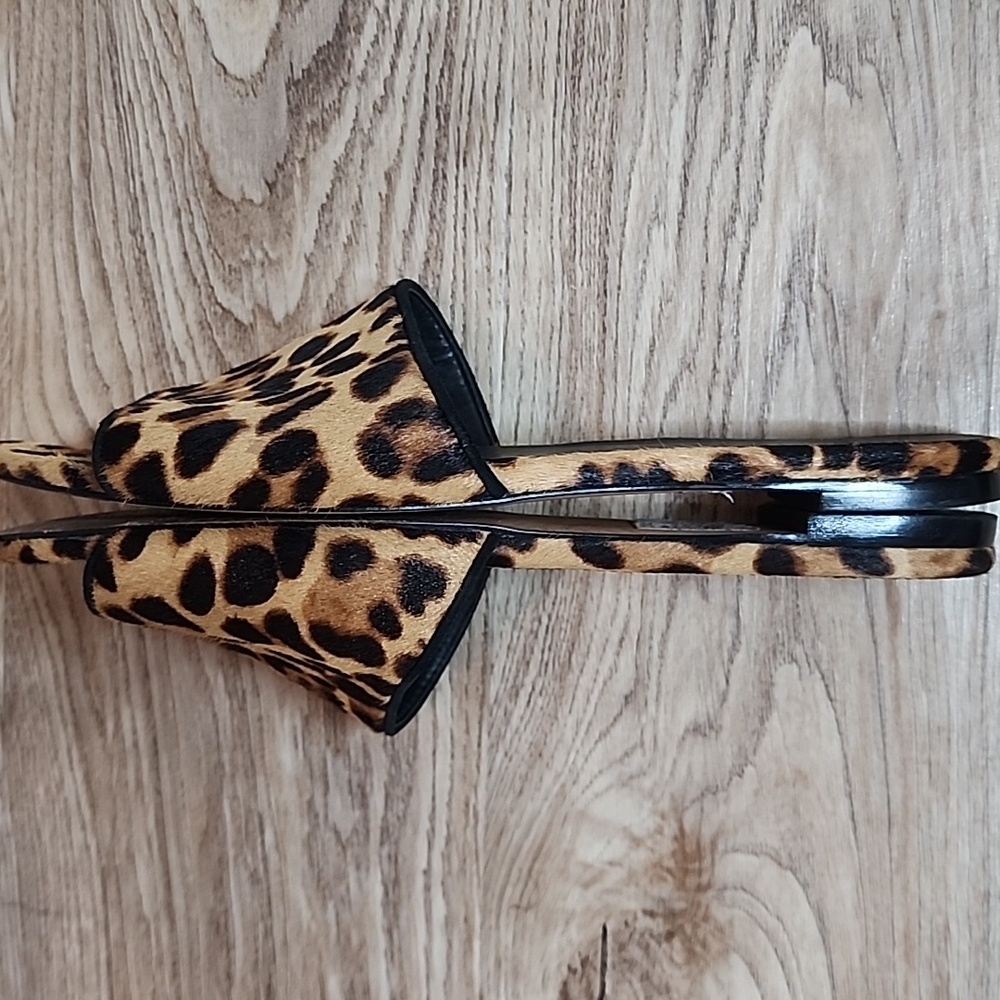 J. Crew Calf Hair Cheetah Print Slides Tan Brown - Picture 5 of 7